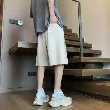 顶峰保罗 复古港风高街痞帅凉感舒适直筒五分裤无性别主义潮牌宽松小众百搭高级感休闲短裤 男女同款