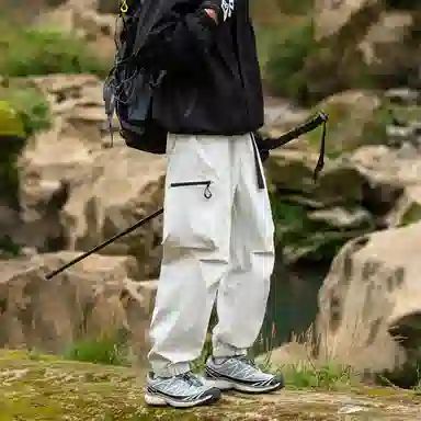 顶峰保罗 美式高街痞帅凉感舒适直筒长裤宽松小众百搭大口袋设计感潮流户外运动休闲裤 男女同款