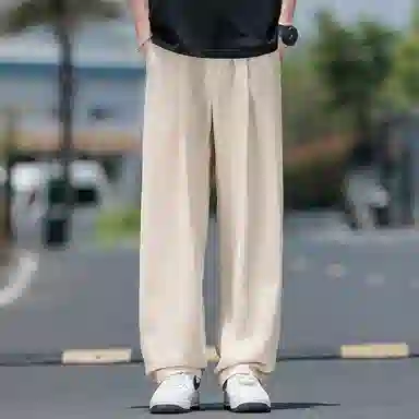 顶峰保罗 无性别主义冰丝凉感亲肤透气宽松直筒西裤美式潮流垂感长裤时尚百搭阔腿高级感休闲裤 男女同款