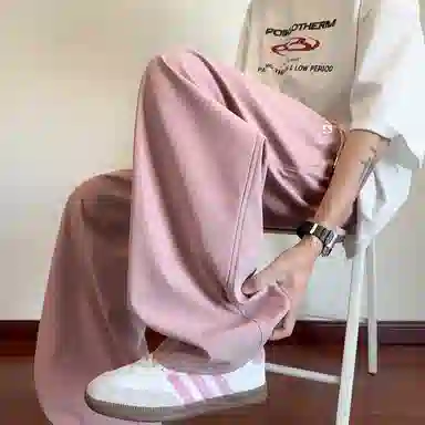 顶峰保罗 冰丝薄款纯色直筒阔腿长裤凉感透气速干宽松小众百搭运动潮牌慵懒风舒适休闲裤 男女同款