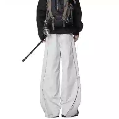 顶峰保罗 纯色宽松直筒运动伞兵裤青少年春秋穿搭美式潮牌高级感情侣潮流百搭通勤阔腿休闲裤 男女同款