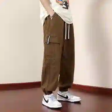 顶峰保罗 纯色运动简约宽松大码舒适通勤日常工装束脚无性别主义透气时尚松紧腰弹力显高显瘦百搭休闲裤 男女同款