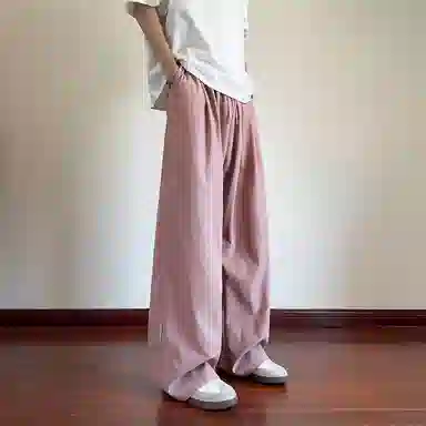 顶峰保罗 冰丝薄款纯色直筒阔腿长裤凉感透气速干宽松小众百搭运动潮牌慵懒风舒适休闲裤 男女同款