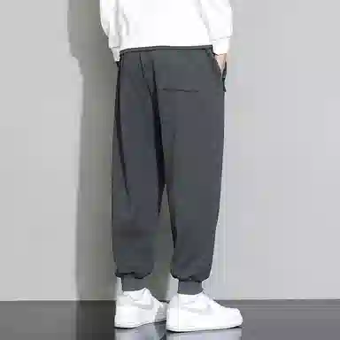 顶峰保罗 重磅宽松运动束脚裤无性别主义纯色加绒加厚大码通勤卫裤弹力抽绳显高显瘦简约百搭高街休闲裤 男女同款