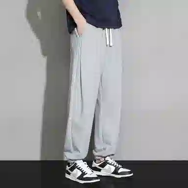 顶峰保罗 潮牌宽松大码无性别主义运动通勤束脚卫裤弹力抽绳显高百搭简约时尚加绒加厚休闲裤 男女同款