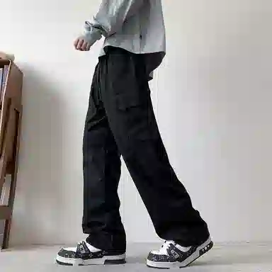寻星记 美式复古高街纯色宽松直筒百搭抗皱垂顺透气户外运动长裤休闲裤 男女同款