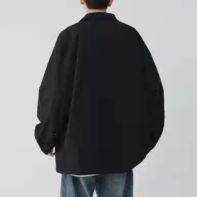 顶峰保罗 美式纯色翻领上衣无性别主义宽松休闲痞帅百搭潮牌衬衫式外套夹克 男女同款