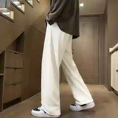 顶峰保罗 美式复古宽松直筒阔腿加绒加厚卫裤无性别主义运动卫衣纯色情侣款潮流百搭亲肤舒适休闲裤 男女同款