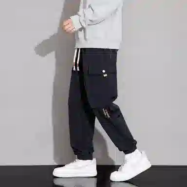 顶峰保罗 美式复古宽松直筒加绒加厚工装长裤无性别主义痞帅潮流百搭秋冬穿搭束脚休闲裤 男女同款