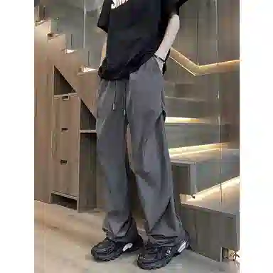 顶峰保罗 痞帅凉感舒适简约百搭伞兵直筒长裤户外登山跑步运动宽松小众设计感阔腿休闲裤 男女同款