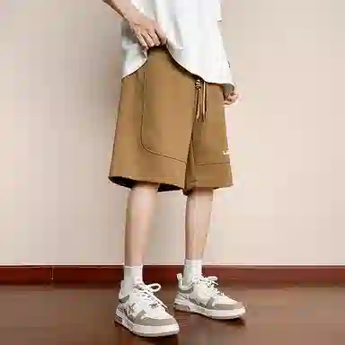 顶峰保罗 冰丝高街美式字母印花宽松大码百搭无性别主义篮球运动健身中裤弹力抽绳显高潮牌薄款休闲短裤 男女同款