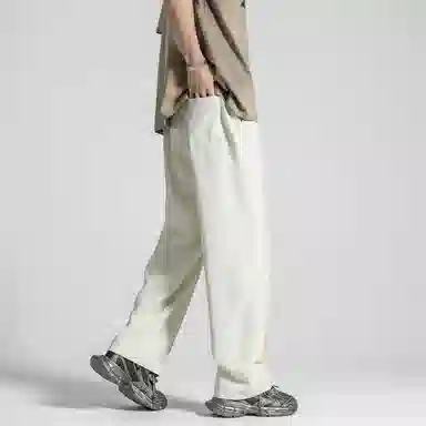 顶峰保罗 纯色质感薄款舒适直筒长裤复古潮牌宽松凉感小众简约百搭高级感显瘦运动阔腿 休闲裤 男女同款