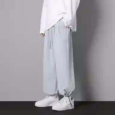 顶峰保罗 两穿直筒美式潮牌宽松运动抽绳长裤无性别主义痞帅时尚百搭简约束脚休闲裤 男女同款