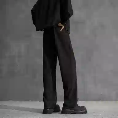 顶峰保罗 纯色垂感凉感宽松百搭直筒长裤薄款舒适小众简约高级感潮牌显瘦显高微喇休闲裤 男女同款