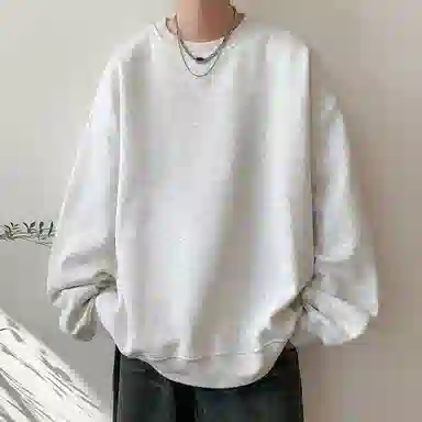 顶峰保罗  美式复古纯色高级设计感休闲大码运动上衣无性别主义直筒宽松百搭简约潮牌圆领卫衣 男女同款