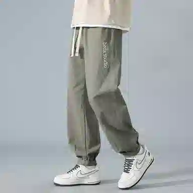 顶峰保罗 刺绣工装纯棉潮牌长裤运动潮流百搭宽松无性别主义运动裤直筒时尚阔腿设计感休闲裤 男女同款