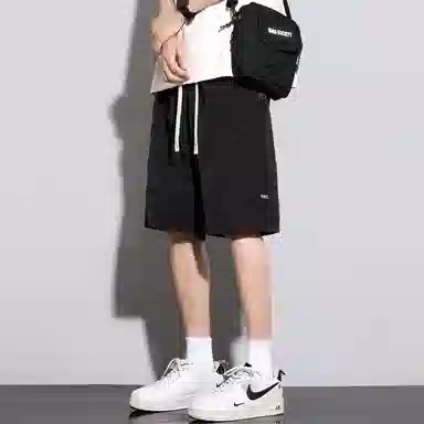 顶峰保罗 冰丝速干薄款纯色简约直筒五分裤无性别主义潮牌宽松舒适高级感运动百搭 休闲短裤  男女同款