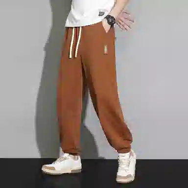 顶峰保罗 潮牌宽松大码无性别主义运动通勤束脚卫裤弹力抽绳显高百搭简约时尚加绒加厚休闲裤 男女同款