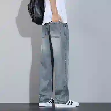 顶峰保罗 莱赛尔凉感透气水洗直筒长裤美式复古高街宽松小众百搭高级感薄款透气阔腿牛仔裤 男女同款