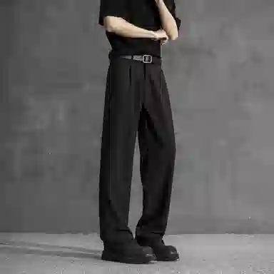 顶峰保罗 纯色垂感凉感宽松百搭直筒长裤薄款舒适小众简约高级感潮牌显瘦显高微喇休闲裤 男女同款