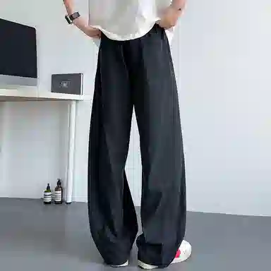 顶峰保罗 无性别主义轻薄凉感垂坠感阔腿长裤子直筒宽松时尚百搭系带亲肤透气高级感休闲裤 男女同款