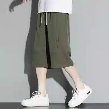 顶峰保罗 无性别主义纯色亲肤透气七分裤美式直筒凉感速干运动宽松时尚百搭抽绳休闲短裤 男女同款