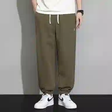 顶峰保罗 潮牌宽松大码无性别主义运动通勤束脚卫裤弹力抽绳显高百搭简约时尚加绒加厚休闲裤 男女同款