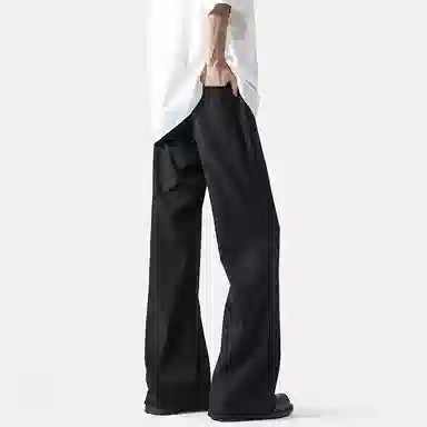 顶峰保罗 纯色垂感薄款舒适百搭直筒长裤凉感宽松小众简约高级感潮牌西装拖地阔腿 休闲裤 男女同款