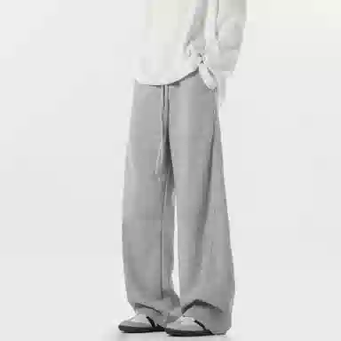 顶峰保罗 美式复古纯色宽松阔腿卫裤无性别主义直筒垂感拖地裤高级感百搭运动休闲裤 男女同款