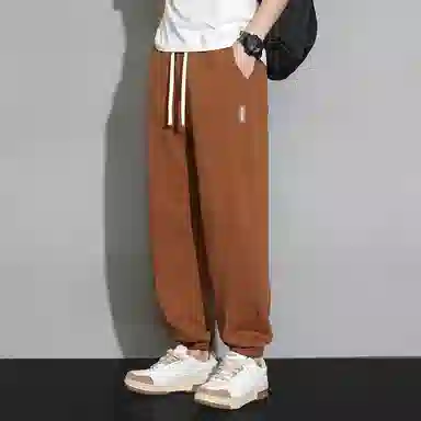 顶峰保罗 潮牌宽松大码无性别主义运动通勤束脚卫裤弹力抽绳显高百搭简约时尚加绒加厚休闲裤 男女同款