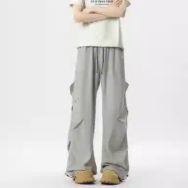 顶峰保罗 美式薄款宽松直筒阔腿伞兵裤无性别主义夏天速干青少年运动休闲裤 男女同款