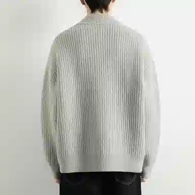 顶峰保罗 日系慵懒风潮牌立领双拉链开衫外套高街百搭无性别主义宽松大码休闲运动纯色上衣显高显瘦轻熟风毛衣 男女同款