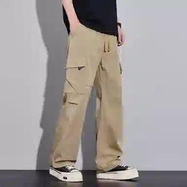 顶峰保罗 美式潮牌冰丝薄款无性别主义户外多口袋工装裤宽松直筒阔腿运动伞兵裤休闲裤 男女同款