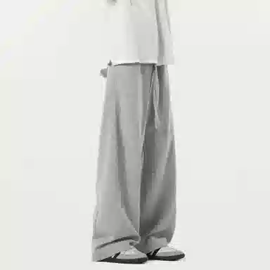 顶峰保罗 美式复古纯色宽松阔腿卫裤无性别主义直筒垂感拖地裤高级感百搭运动休闲裤 男女同款