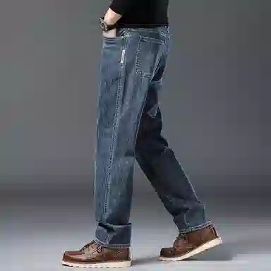 顶峰保罗 无性别主义美式高街潮牌垂感水洗做旧宽松直筒薄款休闲时尚百搭长裤子高端设计感牛仔裤 男女同款