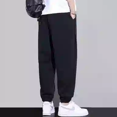 顶峰保罗 潮牌宽松大码无性别主义运动通勤束脚卫裤弹力抽绳显高百搭简约时尚加绒加厚休闲裤 男女同款