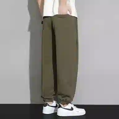 顶峰保罗 潮牌宽松大码无性别主义运动通勤束脚卫裤弹力抽绳显高百搭简约时尚加绒加厚休闲裤 男女同款