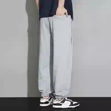 顶峰保罗 潮牌宽松大码无性别主义运动通勤束脚卫裤弹力抽绳显高百搭简约时尚加绒加厚休闲裤 男女同款