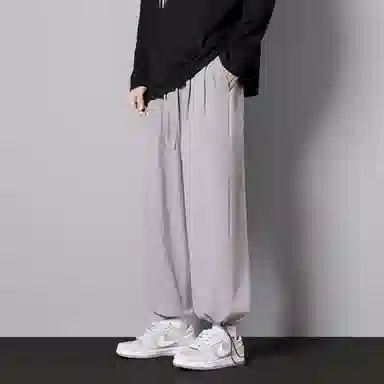 顶峰保罗 两穿直筒美式潮牌宽松运动抽绳长裤无性别主义痞帅时尚百搭简约束脚休闲裤 男女同款