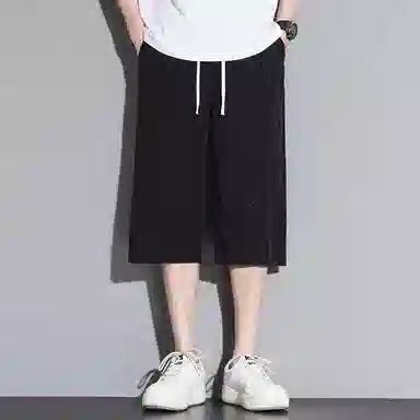 顶峰保罗 无性别主义纯色亲肤透气七分裤美式直筒凉感速干运动宽松时尚百搭抽绳休闲短裤 男女同款