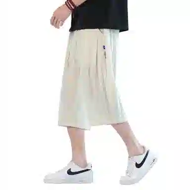 顶峰保罗 新中式莱赛尔潮流痞帅纯色无性别主义宽松大码百搭七分运动健身裤弹力抽绳显高薄款直筒休闲短裤 男女同款