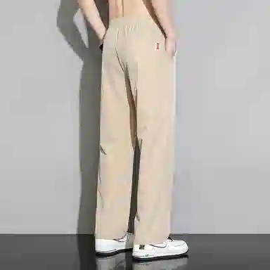 顶峰保罗 冰丝凉感透气宽松直筒长裤无性别主义潮牌薄款垂感阔腿速干运动百搭显瘦休闲裤 男女同款