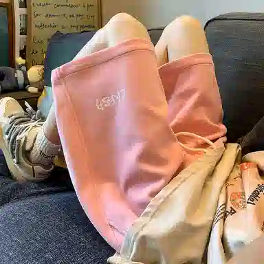 顶峰保罗 纯色简约百搭字母印花直筒五分裤美式复古潮牌宽松小众高街痞帅舒适休闲短裤 男女同款