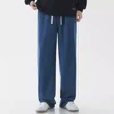 顶峰保罗 美式宽松百搭透气无性别主义弹力透气垂感休闲潮流阔腿拖地牛仔裤 男女同款