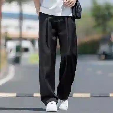 顶峰保罗 无性别主义冰丝凉感亲肤透气宽松直筒西裤美式潮流垂感长裤时尚百搭阔腿高级感休闲裤 男女同款