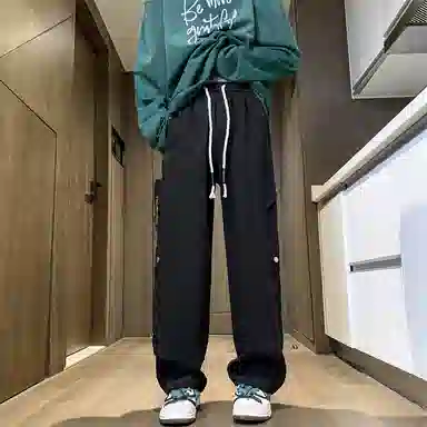 顶峰保罗 铆钉直筒宽松潮牌美式高街长裤无性别主义痞帅简约时尚百搭小众设计感休闲裤 男女同款