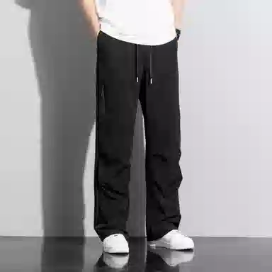 顶峰保罗 冰丝速干工装直筒长裤宽松运动小众百搭设计感潮牌薄款透气舒适阔腿休闲裤 男女同款