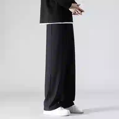 顶峰保罗 潮牌美式高街宽松运动直筒拖地长裤无性别主义痞帅简约纯色时尚百搭垂感休闲裤 男女同款