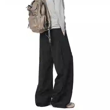 顶峰保罗 纯色宽松直筒运动伞兵裤青少年春秋穿搭美式潮牌高级感情侣潮流百搭通勤阔腿休闲裤 男女同款