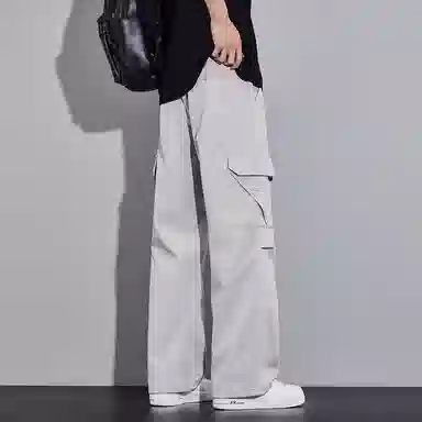 顶峰保罗 美式潮牌冰丝薄款无性别主义户外多口袋工装裤宽松直筒阔腿运动伞兵裤休闲裤 男女同款